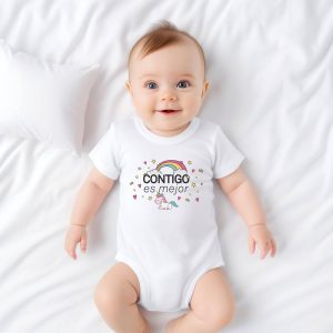 Cute baby child in white mockup t-shirt